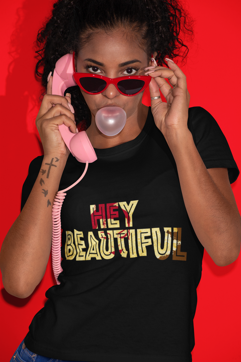 Hey Beautiful confident women short sleeve black T Shirt Hey Efe Beauty Supply